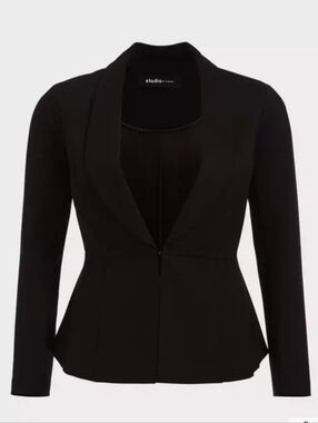 NWOT Torrid Ponte Peplum Blazer Jacket Deep Black Torrid Sz 00